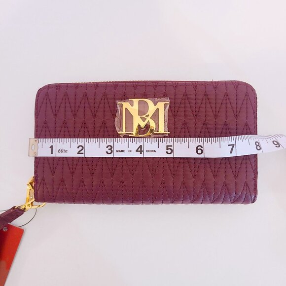 Badgley Mischka Quilted Wristlet Wallet – Merlot Burgundy - Picture 7 of 9